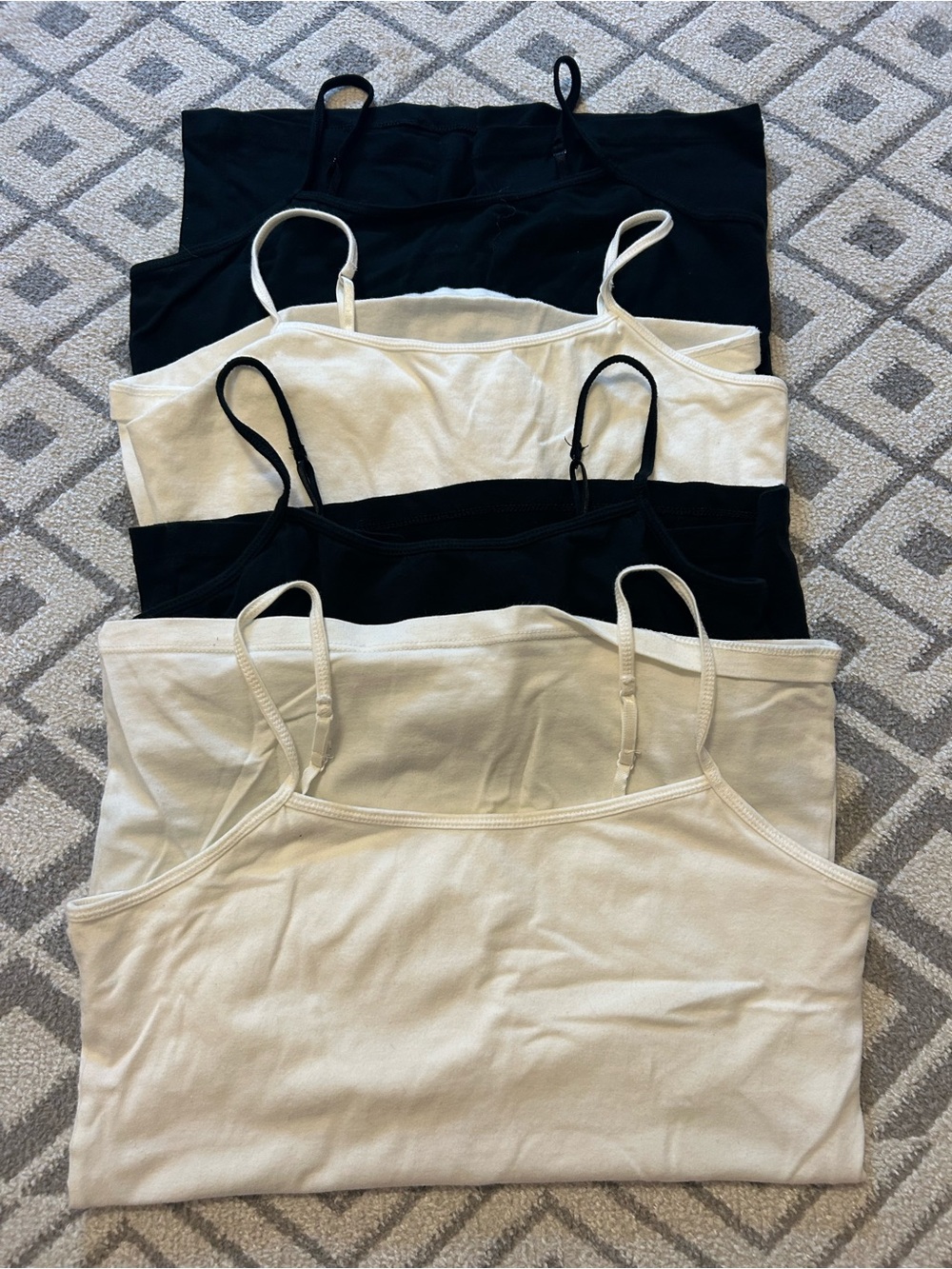 Cherokee Girls Pack of 4 Black & White Cotton Camisoles